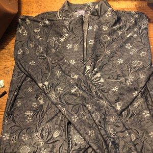 VTG 90s Hanky Panky Stretchy Gray Black Floral Long Sleeve Zip Up Casual Jacket